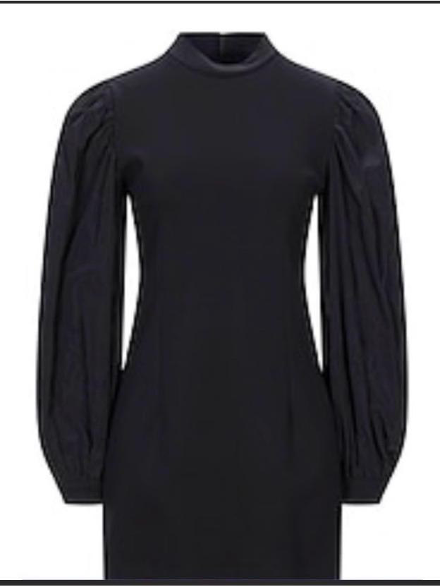 Imperial Black Stretch Dress With Statement Puff Sleeves